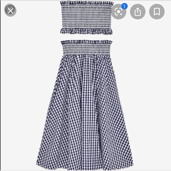 Zara Dresses & Skirts - Zara two piece navy gingham top and skirt set
